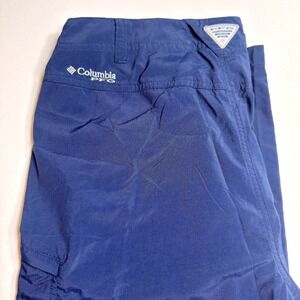 Columbia Omni-Shade Convertible Zip Off Pants Mens L Navy Blue Hiking Cargo